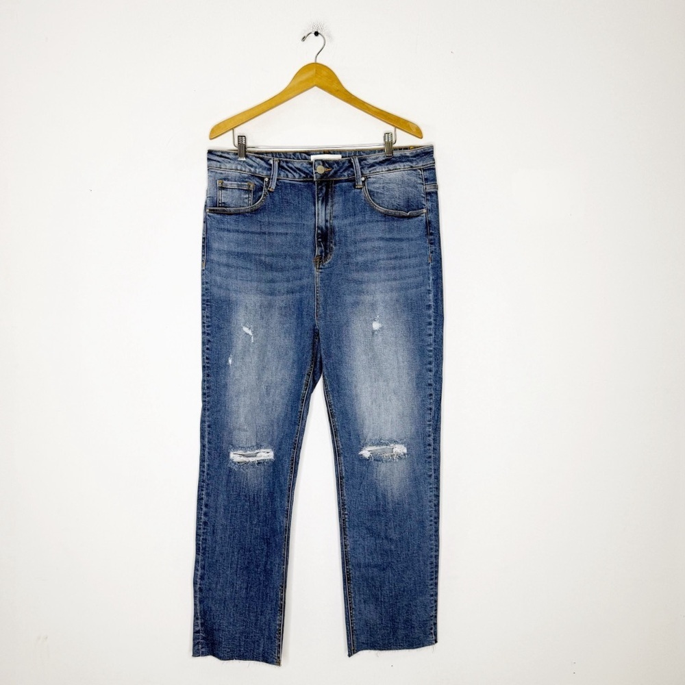 Risen High Rise Relaxed Skinny Jeans Size 2XL (18) NWT Distressed XRDP1206